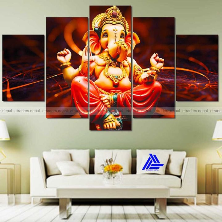 Lord Ganesh 5 Panel Canvas | Wall | Home Decor | Canvas | Wall Art