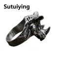 Sutuiying Ring For Men Gothic Punk Retro Male Ring Adjusta Exaggeration Ferocious Snake Wolf Lion Tiger Bulldog Exquisite Alloy. 