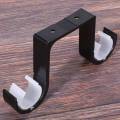 2Pcs Double Curtain Rod Brackets Ceiling Mount Supports Aluminum Alloy Black. 