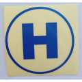 1pcs 8/8cm Blue "H" Sign Sticker For Car, Bike, Laptop, Office And Hospital. 