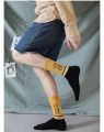 Men’s Cotton Crew Sports Socks – Breathable Long Tube Socks with Alphabet Print & Color Contrast Design for Basketball, Streetwear & Everyday Comfort (Assorted Colors). 