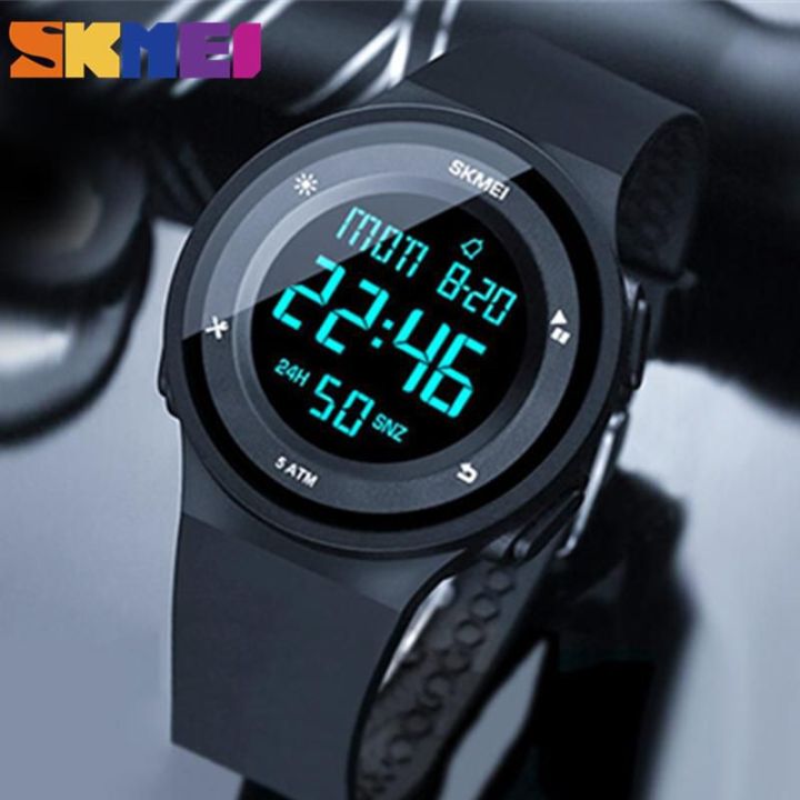 SKMEI 1445 Countdown Electronic Silicone LED Digital Sport Unisex Watch - Black