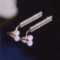 Enacolor Delicate Luxury Zircon Pearl Earrings Long Tassels Earings for Accessories Jewelry Gifts New 2024. 