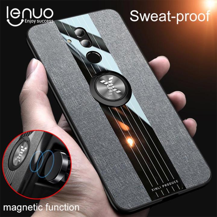 Lenuo For Huawei Mate 20 Lite Case Luxury Bracket Ring Phone Case Soft TPU Leather Back Cover