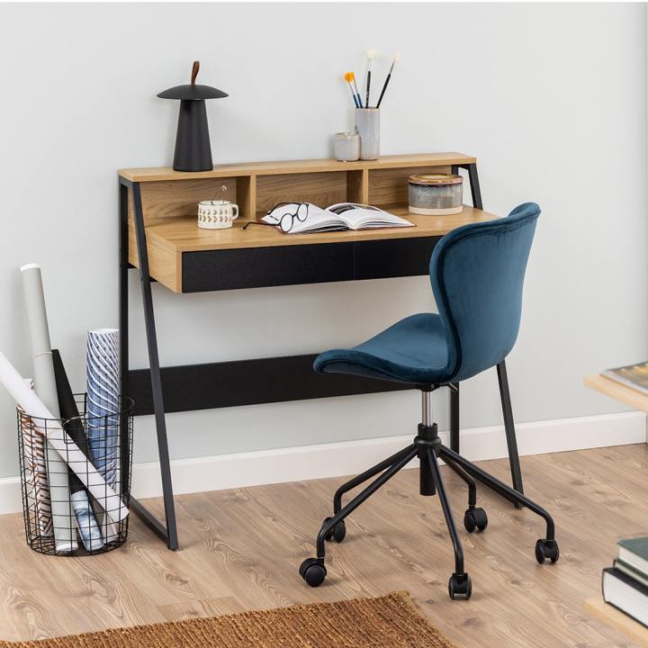 SB Furniture Artha Working Table-Black Steel/Natural Oak | Daraz.com.np