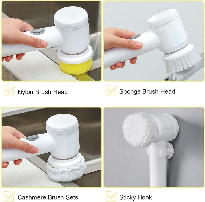 5 In 1 Electric Cleaning Brush, Electric Kitchen Cleaning Tool with