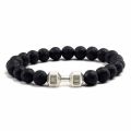New specials 【Funny Bunny Toy Store】（NEW）1Pc Volcanic Stone Beaded Matte Barcelets Dumbbell Beads Couple Bracelet Fashion Jewelry Bangles For Women Men. 