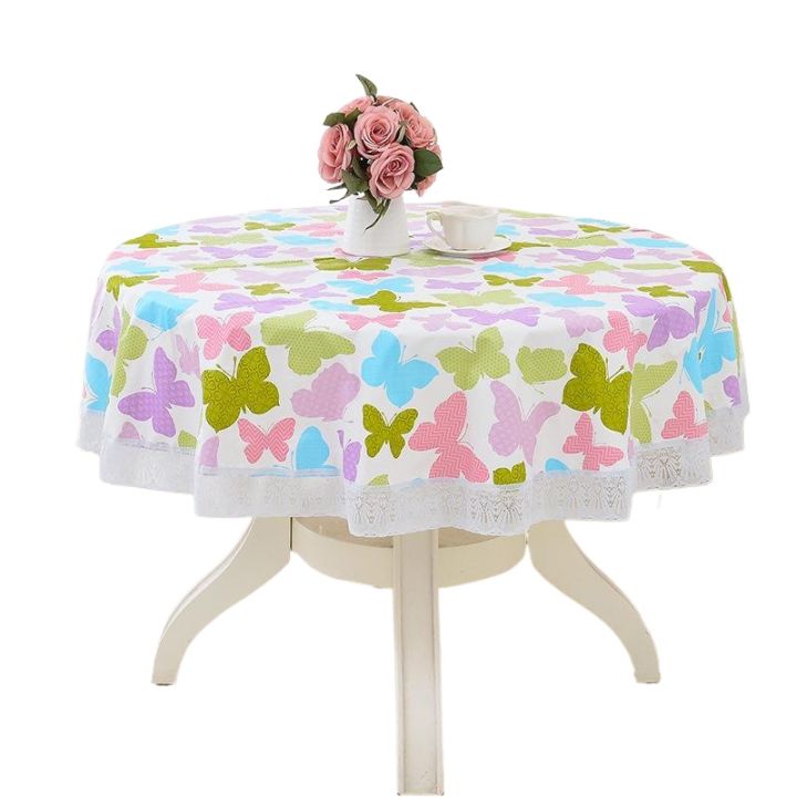 Tablecloth Round Shape Dining Table Party Waterproof Tablecover Household Supplies ( Colour And Print Desing May Vary)