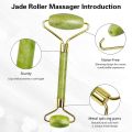 Jade Roller And Gua Sha Set For Beautiful Skin Detox - Facial Body Eyes Neck Massager Tool Reduce Wrinkles Aging - Original Natural Jade Stone. 