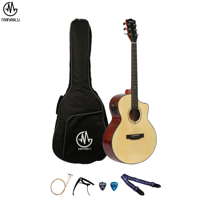 Manaslu MG5 Semi - Acoustic Guitar With Package | Semi Acoustic Guitar For Beginners | Glossy Body Acoustic Guitar