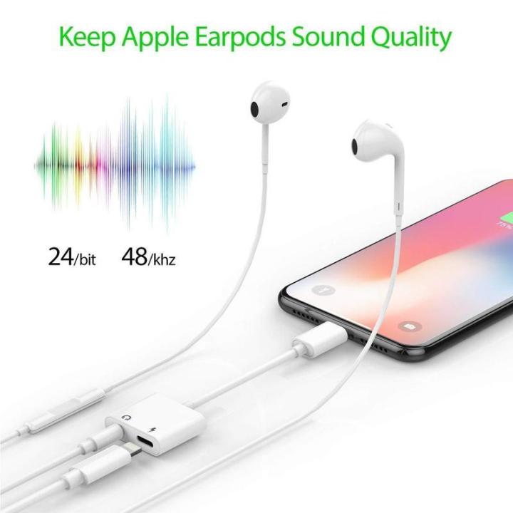 Headphone Jack Adapter Dongle Xs/Xs Max/Xr/ 8/8 Plus/X (10) / 7/7 Plus Adapter To 3.5Mm Jack Converter Car Charge Accessories Cables & Audio Connector 2 In 1 Earphone Splitter Adaptor