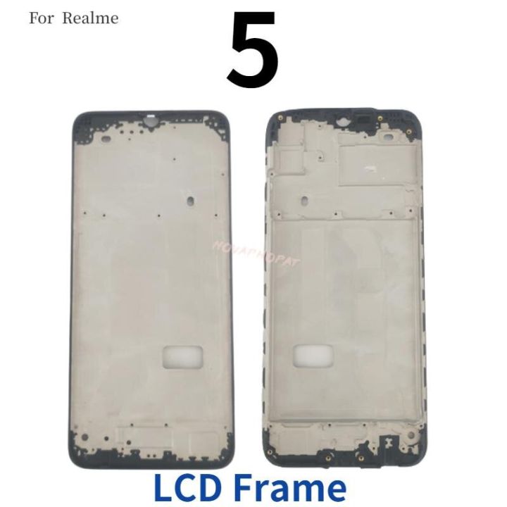 Novaphopat LCD Faceplate Frame Middle Bezel For Oppo Realme 5 Battery Cover Back Rear Door Housing Camera Glass Lens Side Key Button