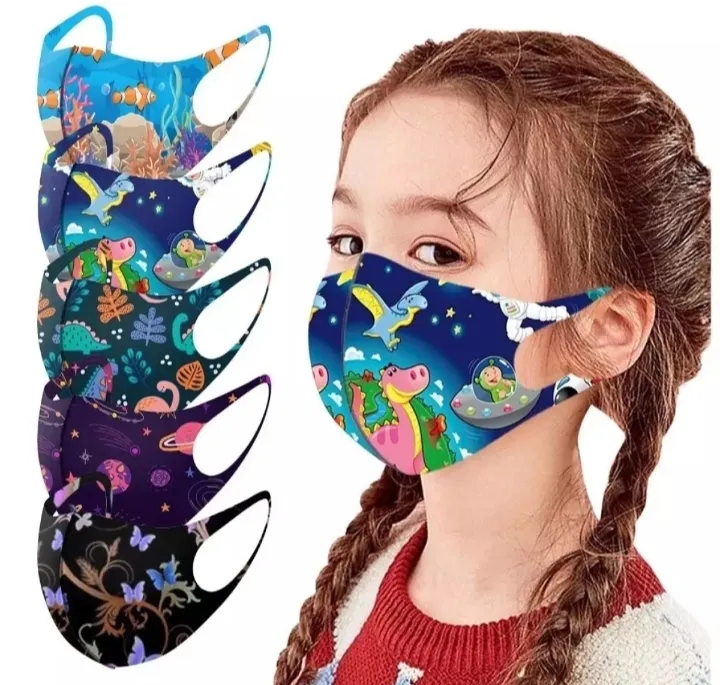 5pc%20Children%20Cloth%20Masks%20Printed%20Face%20Mask%20For%20Kids%20Reusable%20Multi-Color%20-%20Image%203