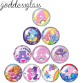 KEBETEME MINISO CareBears Cute cartton bear 10pcs 12mm/18mm/20mm/25mm Round photo glass cabochon demo flat back Making findings bracelets. 