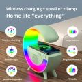 Table Lamp 10W Wireless Charger Stand Pad with Bluetooth Speaker TF RGB Multifunctional Bedside Desktop Night Light. 