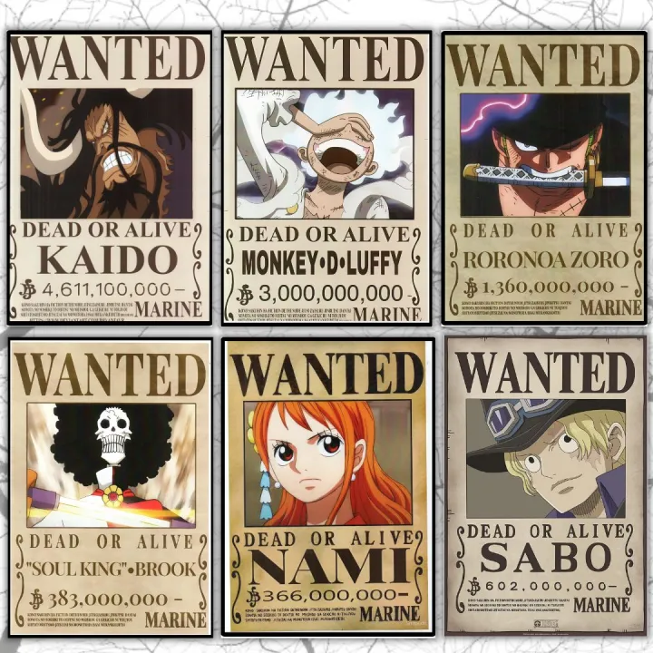 New%20Updated%20wanted%20One%20Piece%20Anime%20Bounty%20Poster%206pc%20Set,%20Anime%20Poster%20-%20Image%203