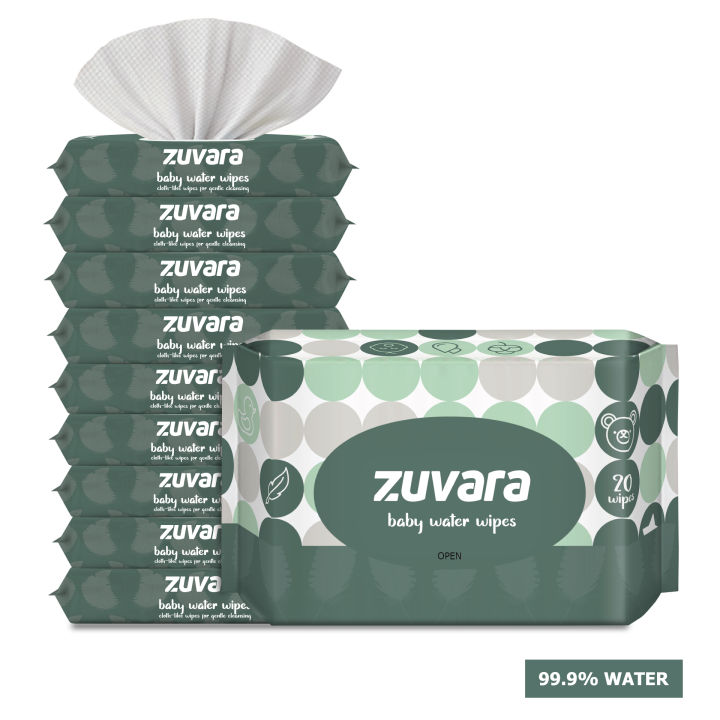 Zuvara Baby Water Wipes - 20 Pulls  (Pack Of 10)