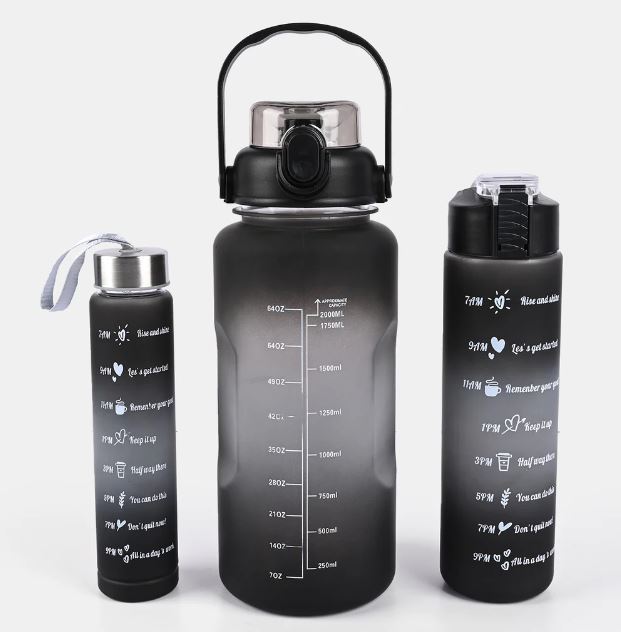 3 in 1 Water Bottle With Time Mark