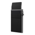 Slim Wallet for Men - Pop up Card Holder RFID Blocking Minimalist Business Credit Card Wallet with Money Pocket Metal Card Case for Notes and Coins and Debit Cards. 