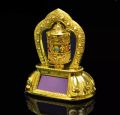 Gold Colour Solar Rotating Latest Tibetan Buddhist Prayer Wheel for Cars Dashboards. 