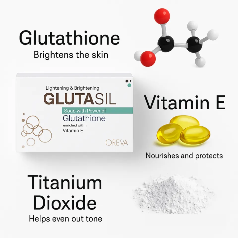 Oreva Dermacare Glutasil Soap 75g – Skin Brightening Gluta Soap with  Glutathione & Vitamin E for Radiant, Even-Toned Skin