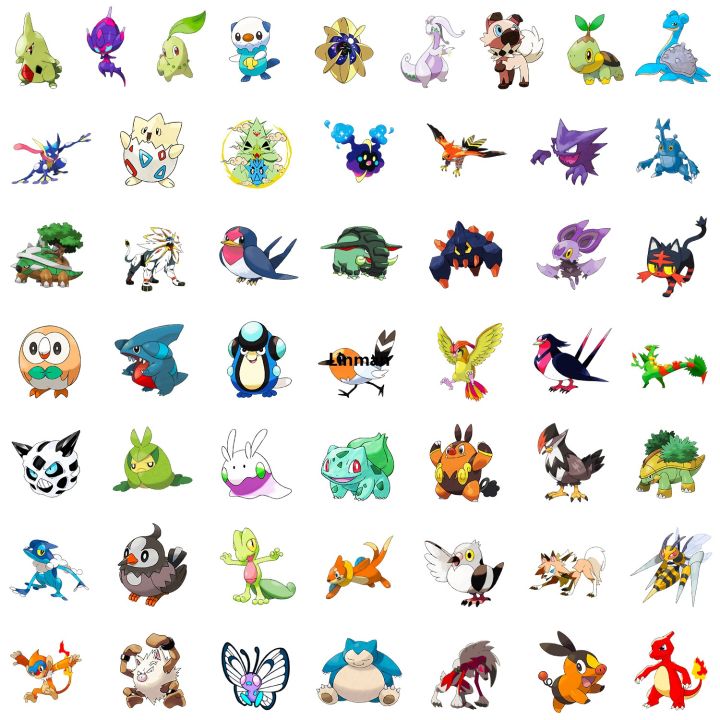 Linman 100pcs Pokemon Sticker Pack Waterproof Anime Stickers Cute La【2025 Version】ptop Skin Kawaii Packaging DIY Phone Case Handbook Stationery