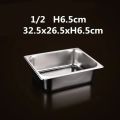 Durable 304 Stainless Steel 1/9 1/6 1/4 1/3 1/2 Food Pan with Lid Easy To Clean Rectangular Tray Basin Thickened Food Container Chafing Buffet. 