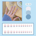 MAANGE 24Pcs Light Blue Fake Press On Nails With Glue & File PD56. 