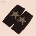 Wenefang 2024 Punk Y2K Star Knitted Woolen Gloves for Men Women Pentagram Half Finger Warm Soft Mitten Soft Star Hand Fingerless Gloves. 