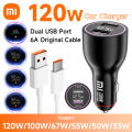 120W Xiaomi Dual USB Car Charger 67W 6A Turbo Fast Charging Adapter For Mi 14 13 13T 12 Pro Redmi Note K60 Phone Charge Cable. 