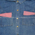 Blue/Pink Solid Denim Jacket For Boys. 