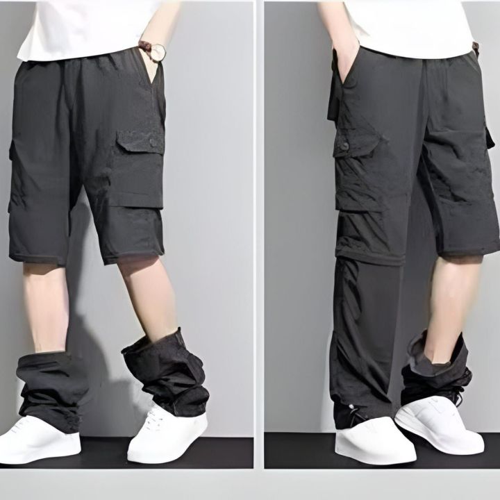 Men's Loose Convertible Cargo Trekking Track Pants Casual Comfortable Trouser Both Shorts And Tracks