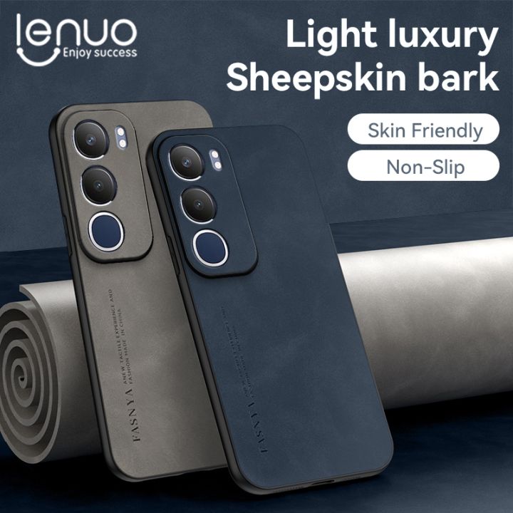 Lenuo For vivo Y19s Sheepskin Leather Shockproof Case Luxury Matte Back Cover