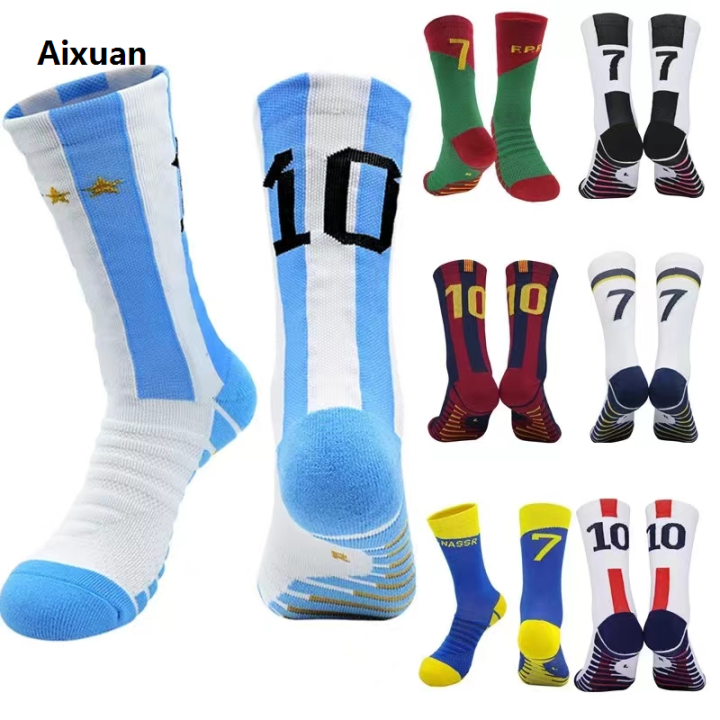 Aixuan Bargain price Fashion Outdoor Riding Tube #Stars #10 Socks Number Sales promotion Kids Soccer 7 Boys Socks Towel Bottom Men's Sports Soccer Socks