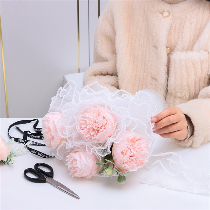 NCANRUI%203pcs%20Bouquet%20Wrapping%20Paper,%2011in%20X%204.5%20Yards%20for%20Each%20Pearl%20Edge%20Flower%20Packaging%20Fabric,%20(Black)%20-%20Image%207