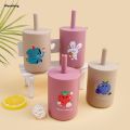 Wenefang 150ML Baby Silicone Cup with Exquisite Pattern Lid Portable Drink 2025 Straw Cup Children Leak-proof Feeding Grandma Bottle Cup. 