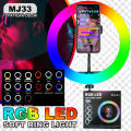 MJ33 13 inch Photography Lighting 3200-6500k Dimmable LED RGB Video Ring Light Selfie With 7Ft Tripod for Vlog TikTok Youtube Live Streaming. 