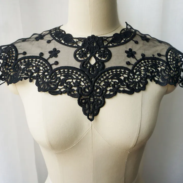 Trendiq%20Lace%20Neck%20Collar%20Hollow%20Design%20Flower%20Mesh%20Clothing%20Applique%20-%20Image%203