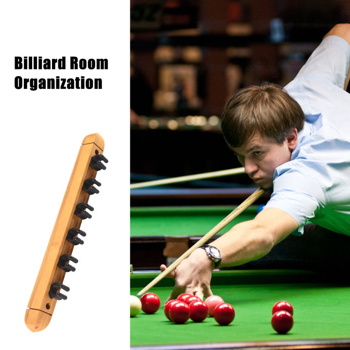 MOUSSY Billiard Cue Rack Premium Hardwood Pool Cue Rack Wall Mount Billiard Stick Holder for Cue Storage Organization Ideal for Cue Stick