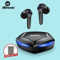 Wiresto Gaming Earphone Bluetooth Wireless Gaming EarBuds PixArt Chipset Bluetooth 5.1 Sparkle Breathing lights with Storage Bag. 
