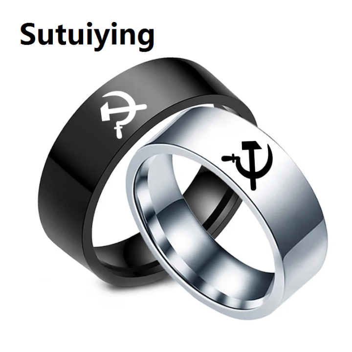 Sutuiying%20MOREDEAR%202020%20Fashion%20Jewelry%20Hammer%20and%20Sickle%20Ring%20Titanium%20Steel%20Rings%208mm%20Men's%20Ring%20Cocktail%20Ring%20for%20Anniversary%20Gift%20-%20Image%204