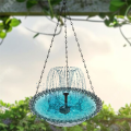 JAERBEE Hanging Bird Bath with Solar Fountain Solar Bird Bath Fountains Hanging Bird Baths for Outdoors Gray. 