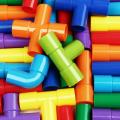 Children's Pipe Building Blocks Toy Assembly Insert Educational Plastic Water Pipe Baby 3 Kindergarten Interactive Diy Toy. 
