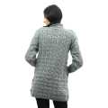 Grey  Woolen Full Sleeve Front Button Design Sweater For Women. 