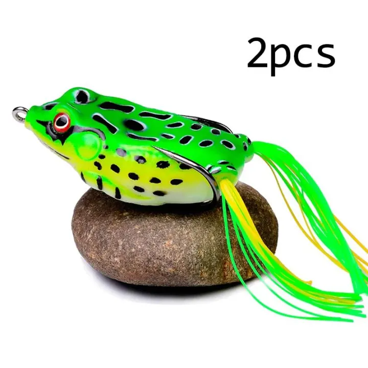 Frog 2pcs Soft ube ait last Fishing Lure With ooks op Water Soft 3 Eyes ...
