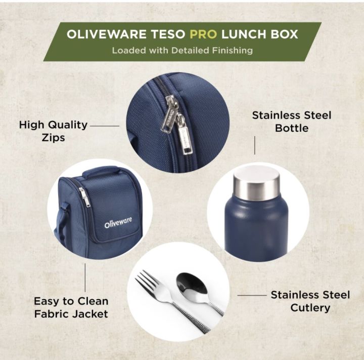 Oliveware%20Teso%20Pro%20Lunch%20Box%20With%20Three%20Stainless%20Steel%20Containers%20,Steel%20Spoon%20And%20%20Fork,%20Insulated%20Fabric%20Bag%20,Microwave%20Safe%20-%20Image%205