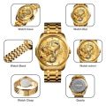 SKMEI 9193 Gold Dragon Quartz Luxury Stainless Steel Alloy Business Waterproof Wristwatches For Men | Dial Color May Differ. 