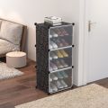 6 Layer Plastic Shoe Rack Cabinet Storage Organizer With 3 Doors (Color May Vary). 