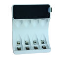 Goop C704Y4 Smart Intelligent Rechargeable Battery Charger for AA/AAA Ni-MH/Ni-Cd 4 Slots with LCD Display Shows Each Battery % & USB Type-C Charging. 