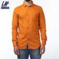 KILOMETER Plain Orange  Casual  Full Shirt For Men - 034. 